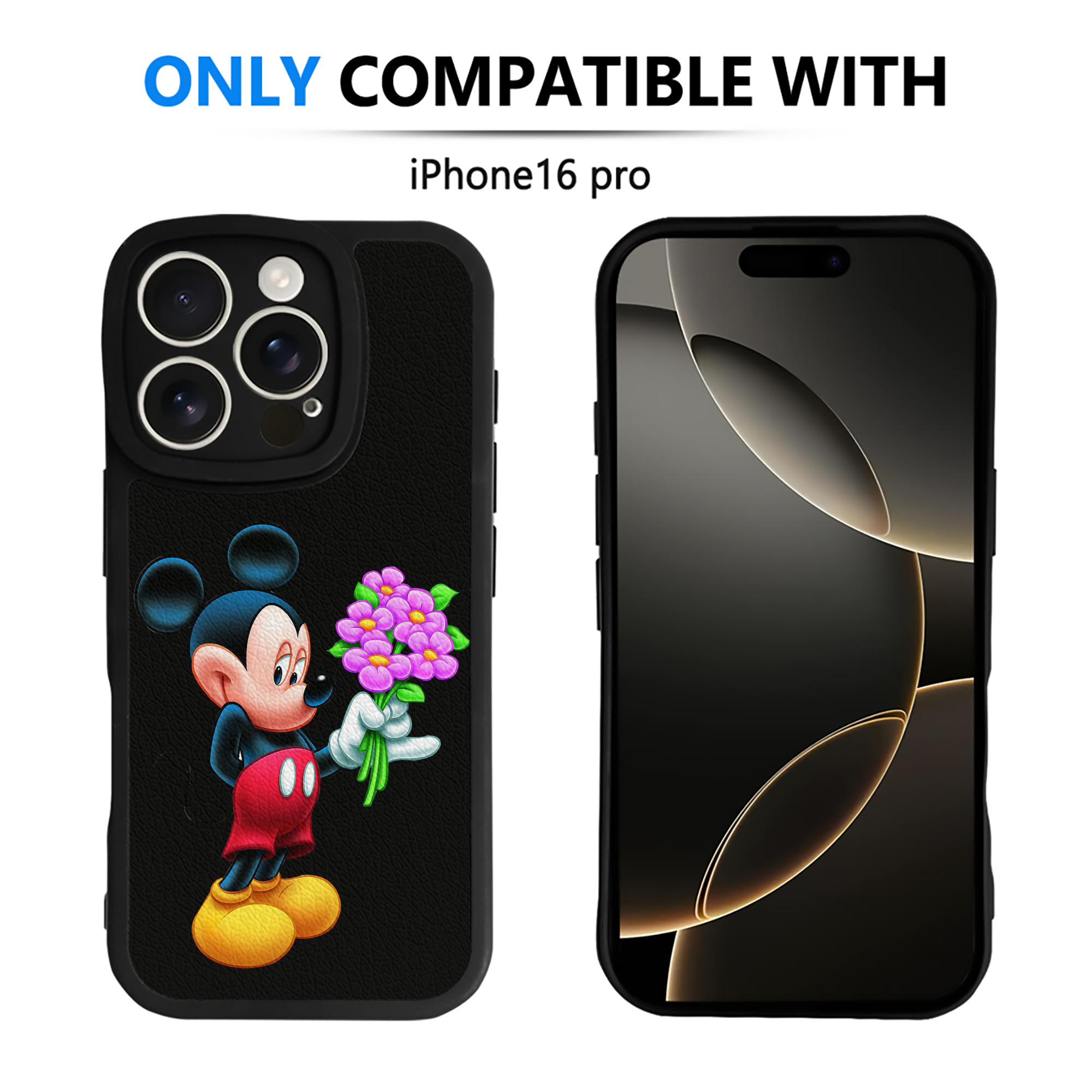 （画像用） ミッキーマウス Mickey Mouse 【iPhone 16シリーズ対応】シリコンスマホケース（レザー調） 材質：シリコン